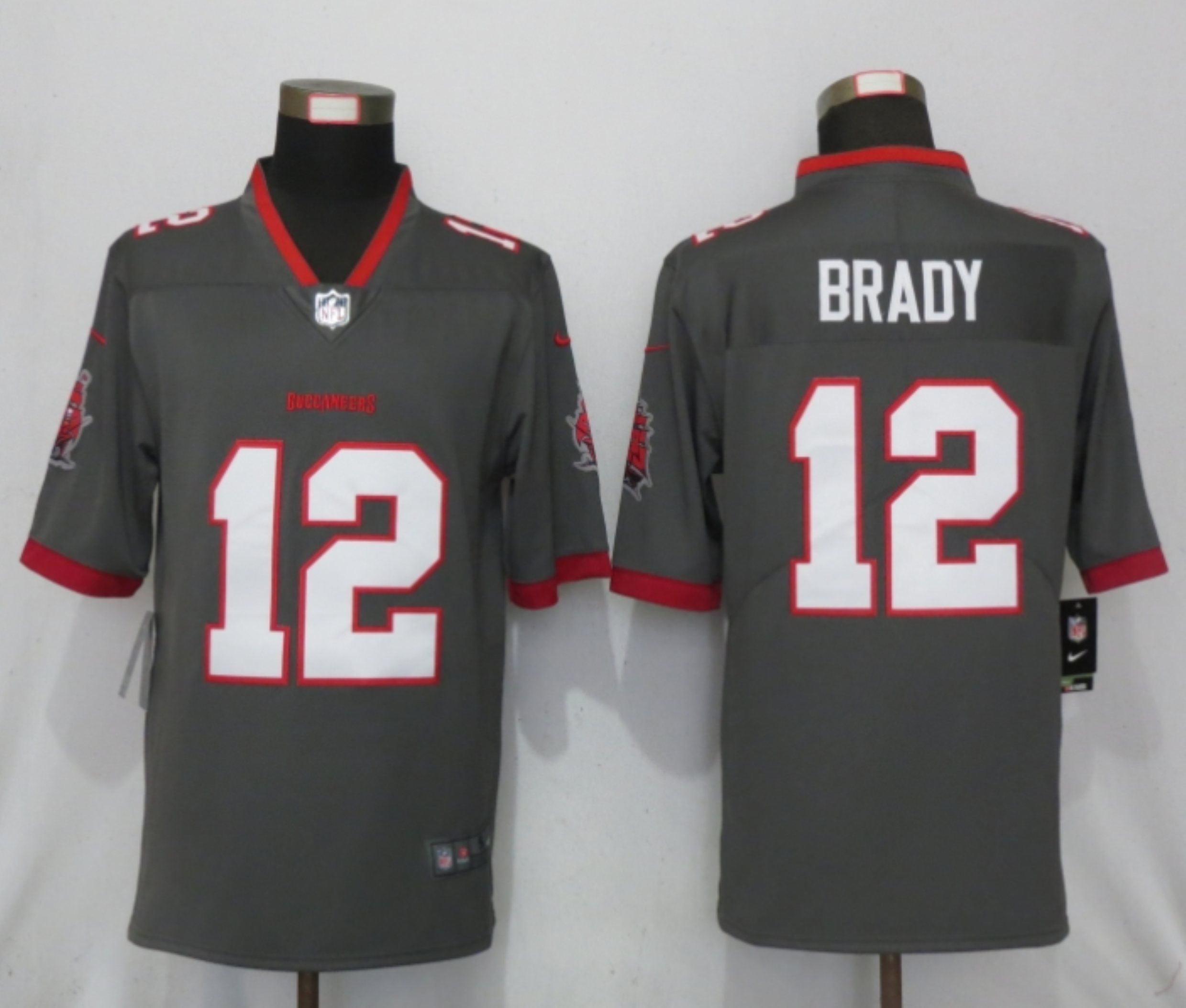 Men New Nike Tampa Bay Buccaneers #12 Brady Nike Pewter Alternate Vapor Limited Jersey->oakland raiders->NFL Jersey
